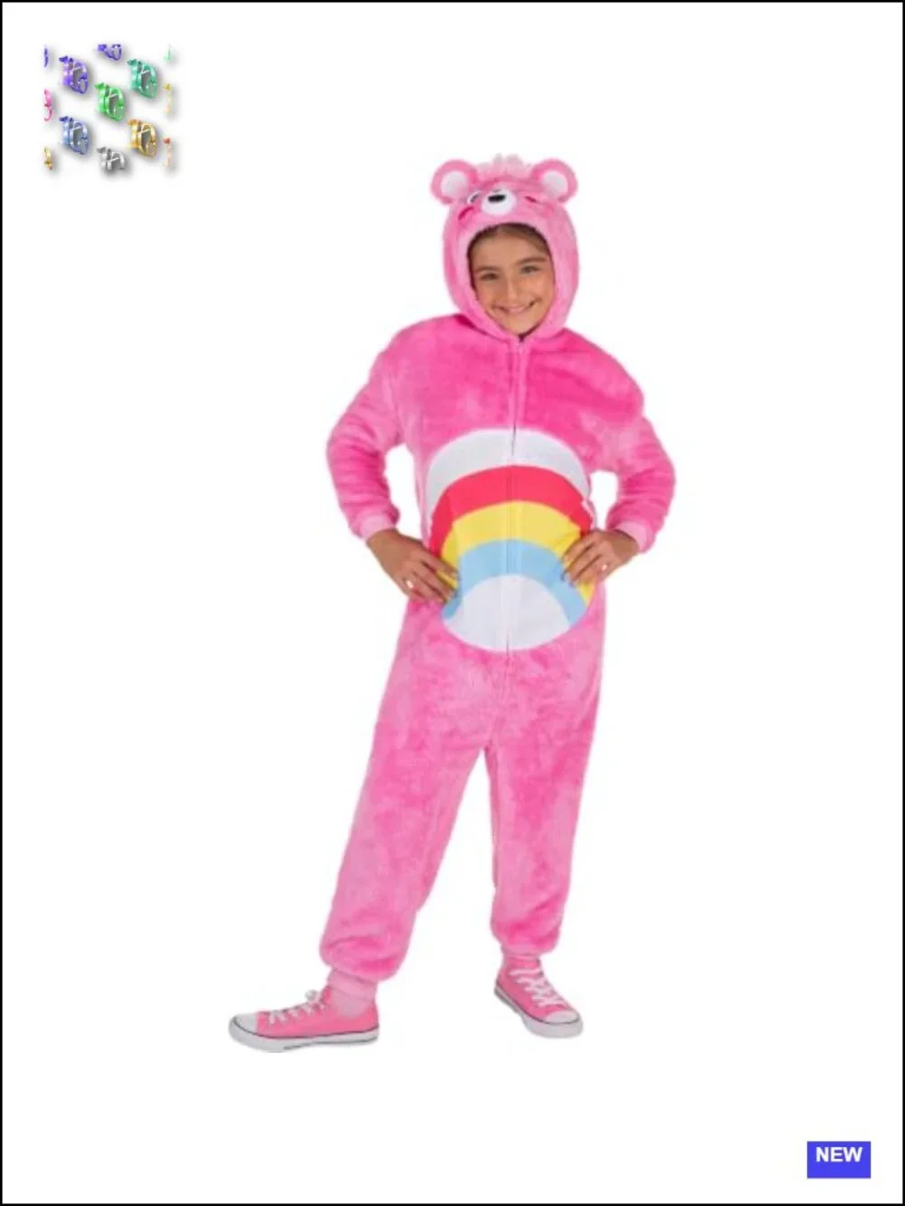 Care Bears Cheer Bear Youth Costume Onesie Jumpsuit Hooded Cosplay